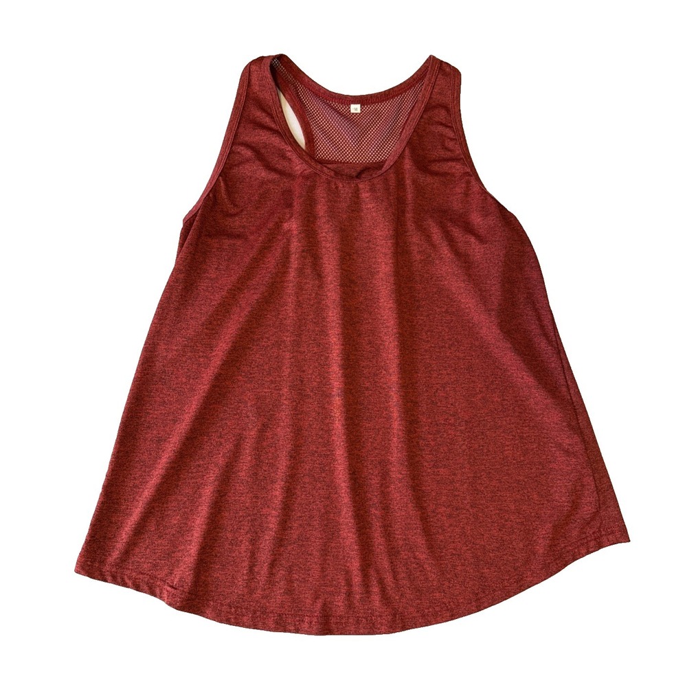 Iactive Heathered Burnt Red Mesh Racerback Loose Fit Women's Athletic Tank Top M